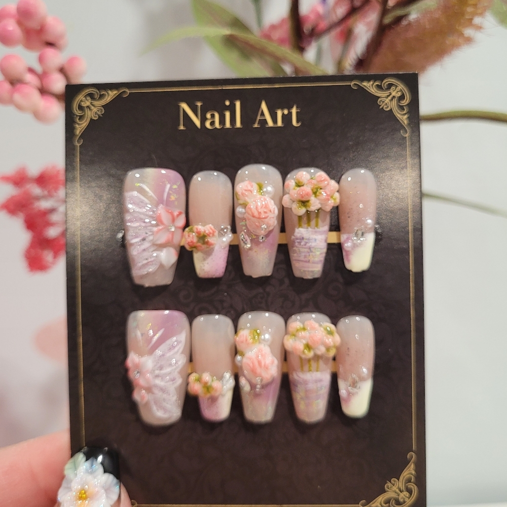 GLAM- Flower Bouquet Press On nails
